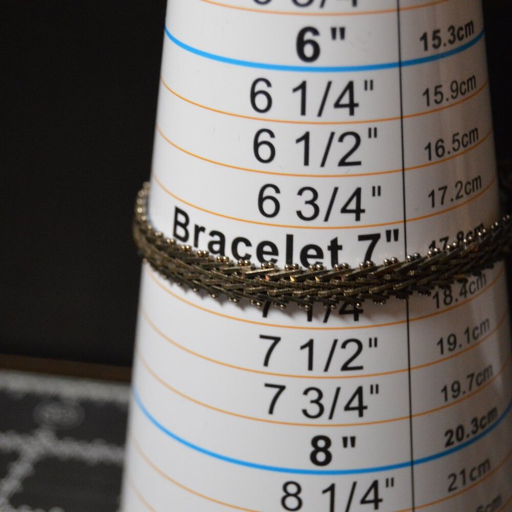 Vintage herringbone sterling silver chain bracelet, 7" - Picture 4 of 5